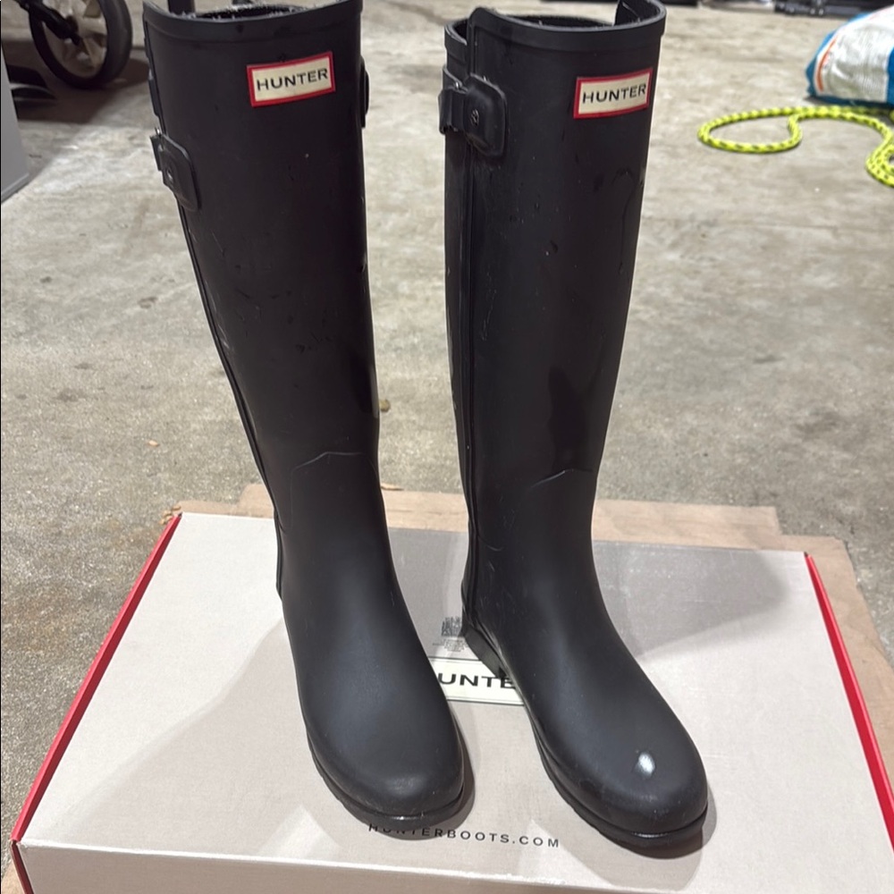 Hunter Black Tall Refined Boots
